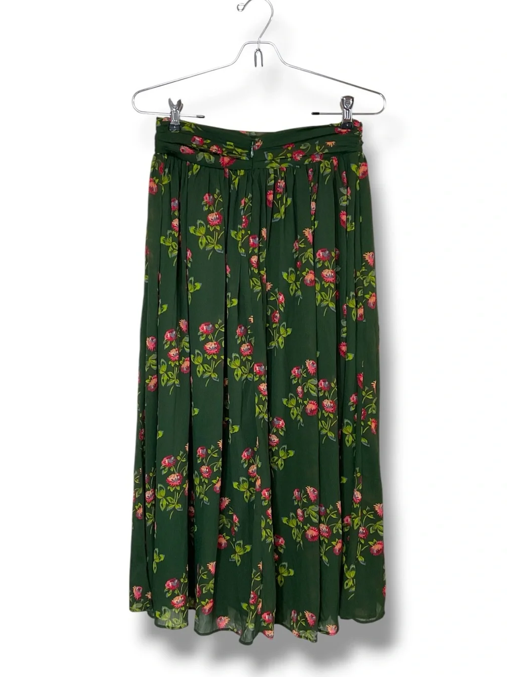 NWT J.Crew Point Sur Floral Dark Green Maxi Skirt Chiffon